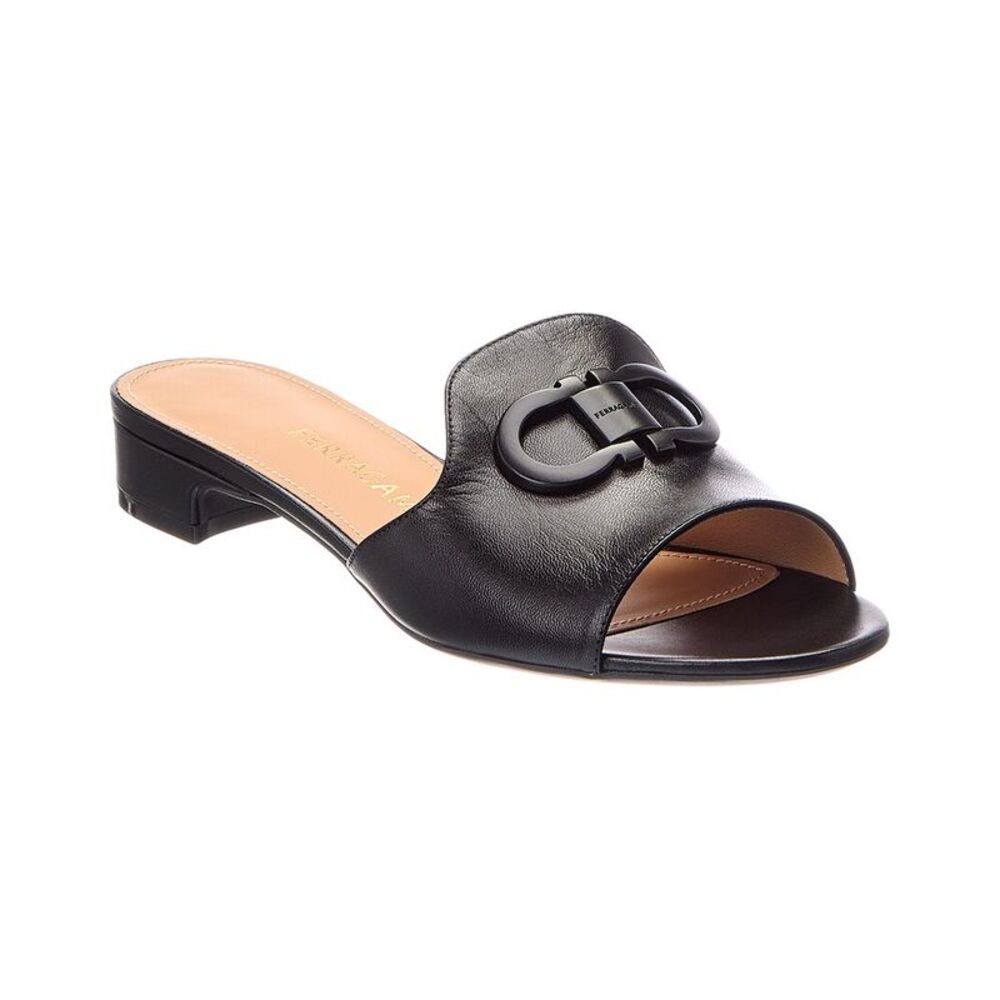 Ferragamo Ganicini Ornament Leather Flat, Black